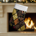 African American Quilt Inspired Christmas Stocking Ethnic Bohemian Rhombus Patchwork