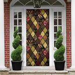African American Quilt Inspired Door Cover Ethnic Bohemian Rhombus Patchwork