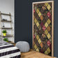 African American Quilt Inspired Door Cover Ethnic Bohemian Rhombus Patchwork