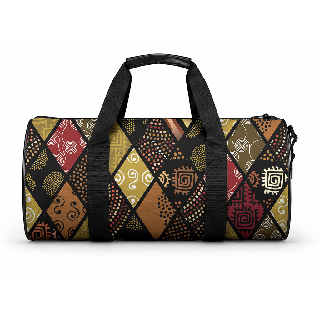 African American Quilt Inspired Duffle Bag Ethnic Bohemian Rhombus Patchwork