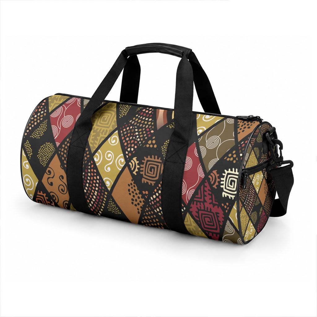 African American Quilt Inspired Duffle Bag Ethnic Bohemian Rhombus Patchwork