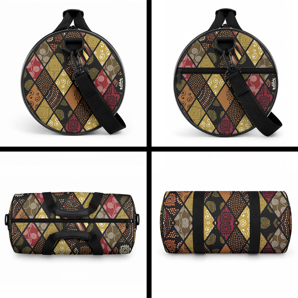 African American Quilt Inspired Duffle Bag Ethnic Bohemian Rhombus Patchwork