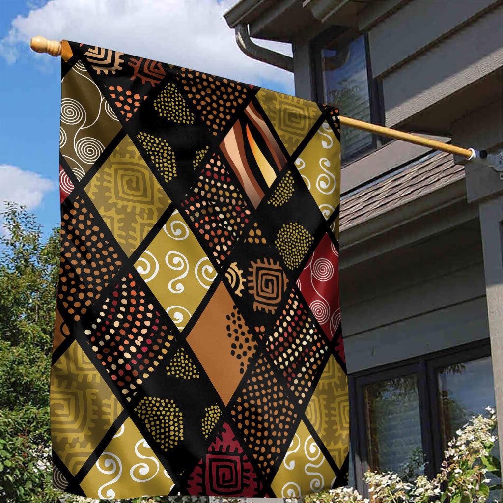 African American Quilt Inspired Garden Flag Ethnic Bohemian Rhombus Patchwork