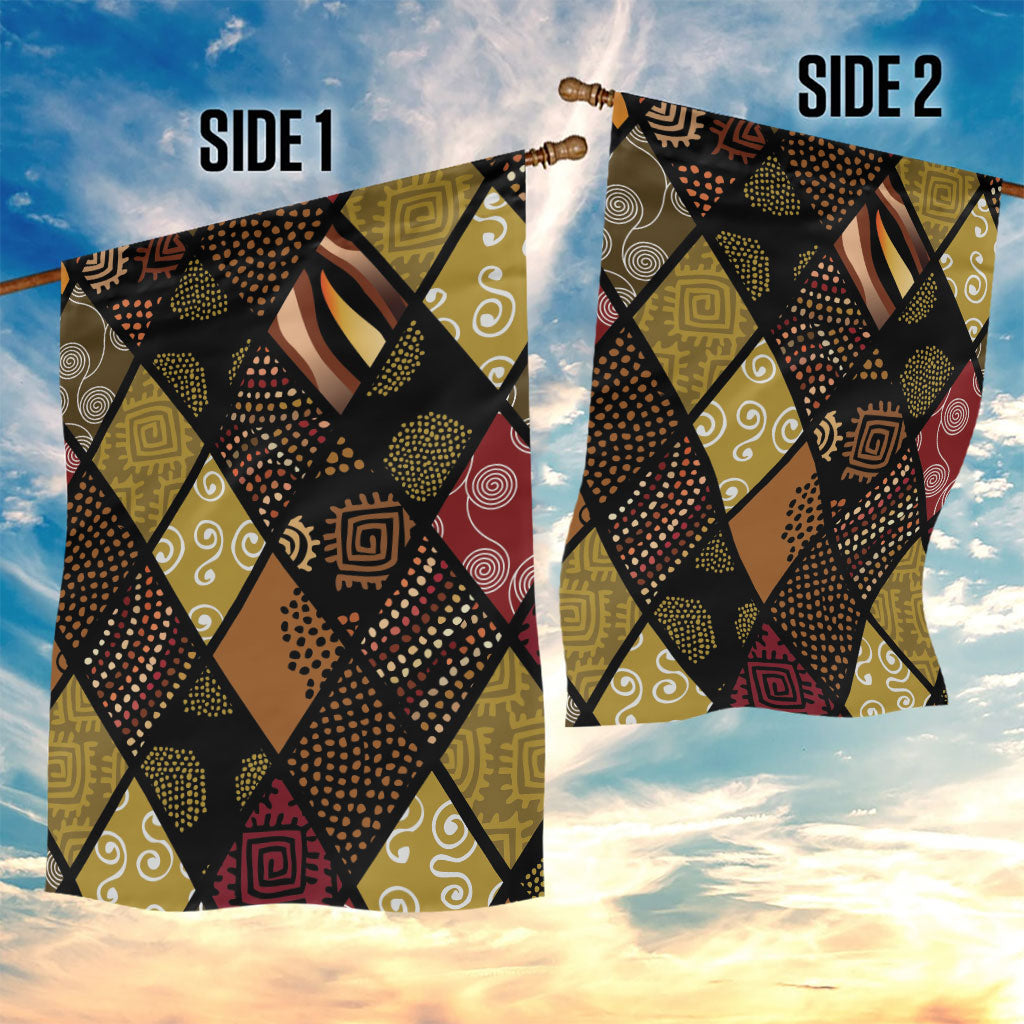 African American Quilt Inspired Garden Flag Ethnic Bohemian Rhombus Patchwork