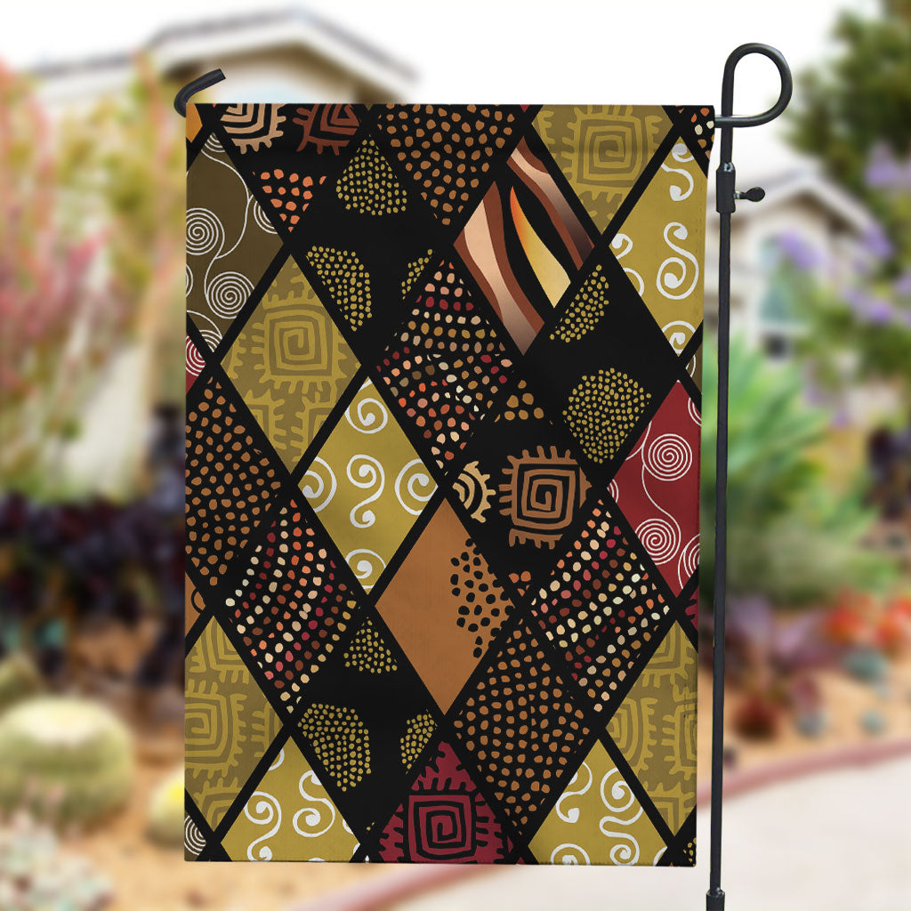 African American Quilt Inspired Garden Flag Ethnic Bohemian Rhombus Patchwork