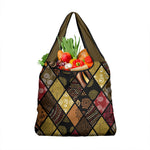 African American Quilt Inspired Grocery Bag Ethnic Bohemian Rhombus Patchwork