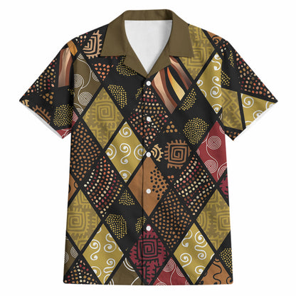 African American Quilt Inspired Hawaiian Shirt Ethnic Bohemian Rhombus Patchwork