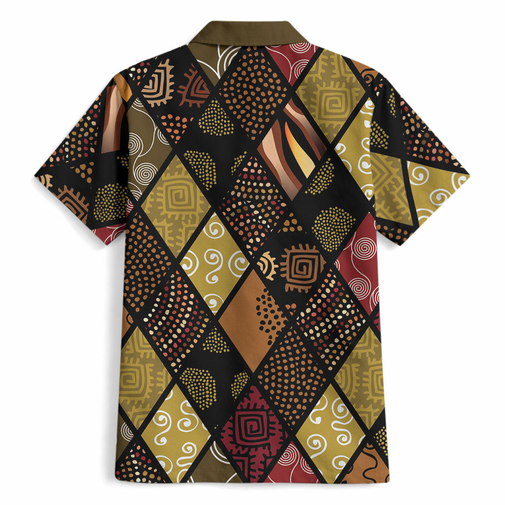 African American Quilt Inspired Hawaiian Shirt Ethnic Bohemian Rhombus Patchwork