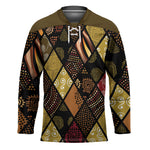 African American Quilt Inspired Hockey Jersey Ethnic Bohemian Rhombus Patchwork