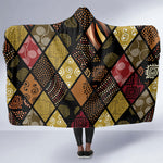 African American Quilt Inspired Hooded Blanket Ethnic Bohemian Rhombus Patchwork