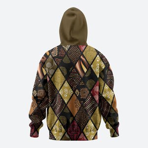 African American Quilt Inspired Hoodie Ethnic Bohemian Rhombus Patchwork