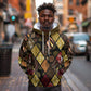 African American Quilt Inspired Hoodie Ethnic Bohemian Rhombus Patchwork
