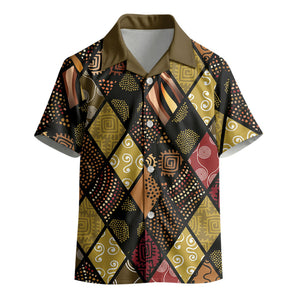 African American Quilt Inspired Kid Hawaiian Shirt Ethnic Bohemian Rhombus Patchwork