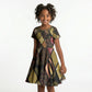 African American Quilt Inspired Kid Short Sleeve Dress Ethnic Bohemian Rhombus Patchwork