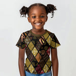 African American Quilt Inspired Kid T shirt Ethnic Bohemian Rhombus Patchwork