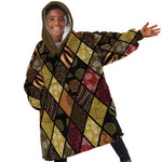 African American Quilt Inspired Kid Wearable Blanket Hoodie Ethnic Bohemian Rhombus Patchwork