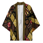 African American Quilt Inspired Kimono Ethnic Bohemian Rhombus Patchwork