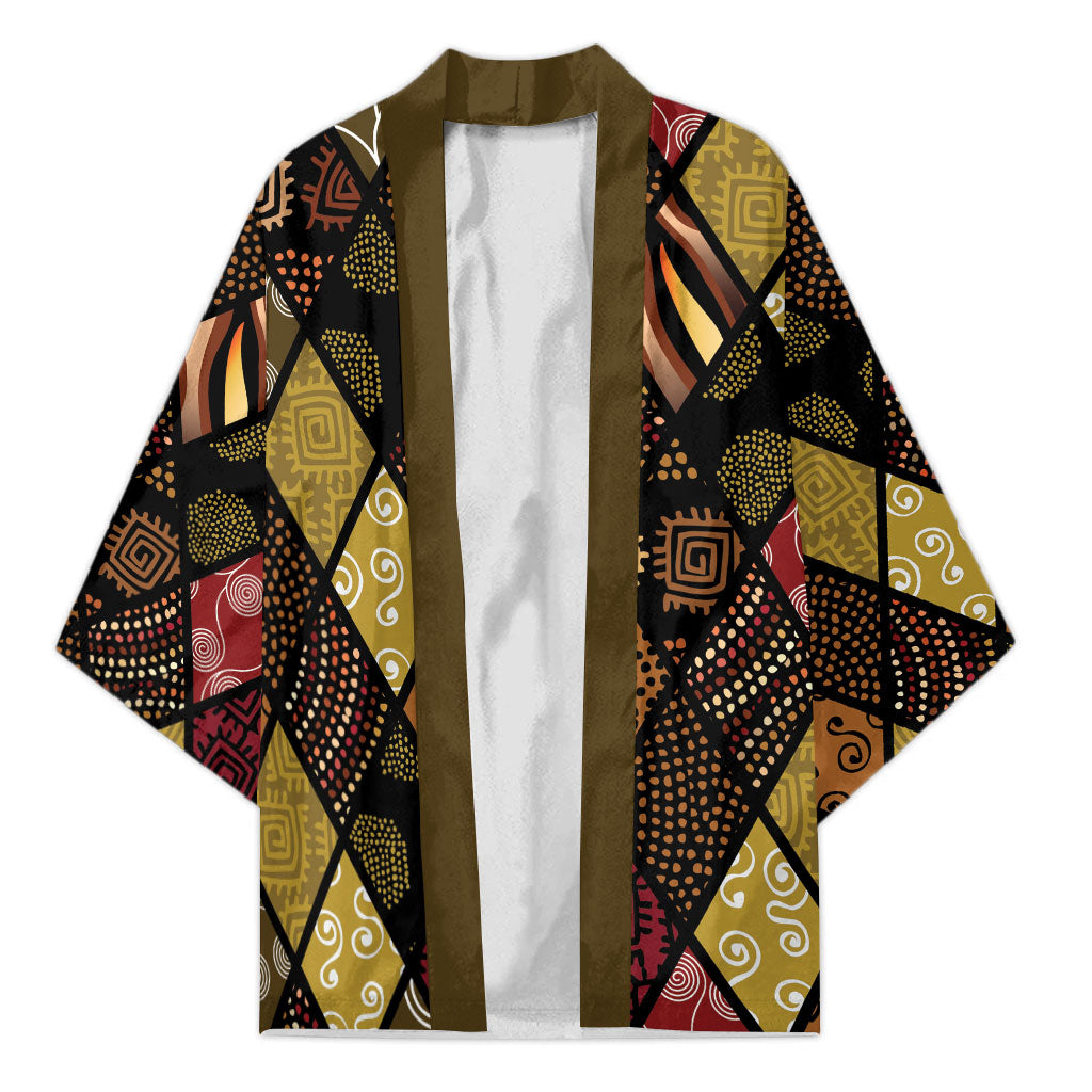 African American Quilt Inspired Kimono Ethnic Bohemian Rhombus Patchwork