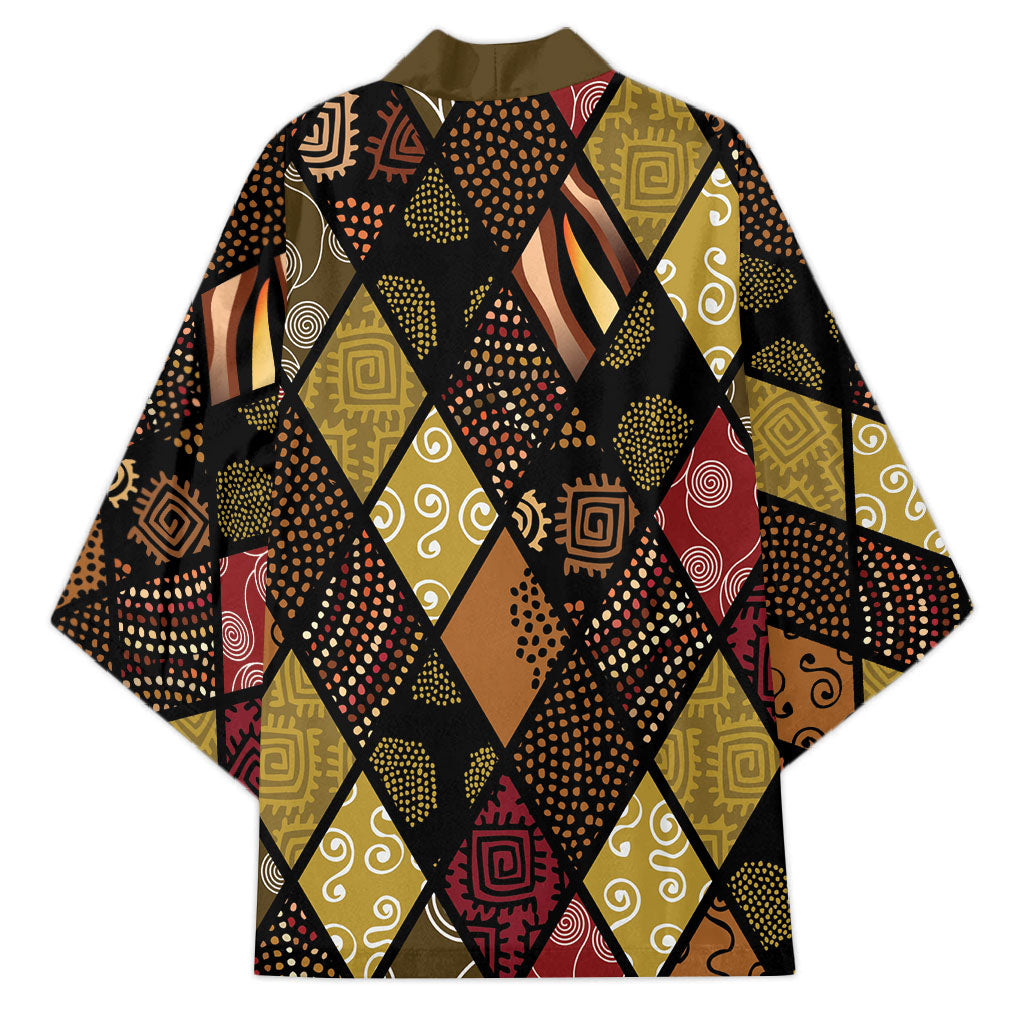 African American Quilt Inspired Kimono Ethnic Bohemian Rhombus Patchwork