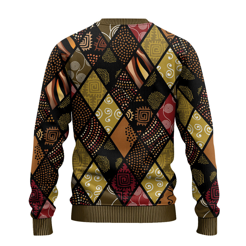 African American Quilt Inspired Ugly Christmas Sweater Ethnic Bohemian Rhombus Patchwork