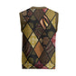 African American Quilt Inspired Christmas Knitted V-Neck Vest Ethnic Bohemian Rhombus Patchwork