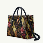 African American Quilt Inspired Leather Bag Ethnic Bohemian Rhombus Patchwork