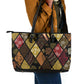 African American Quilt Inspired Leather Tote Bag Ethnic Bohemian Rhombus Patchwork