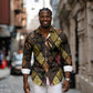 African American Quilt Inspired Long Sleeve Button Shirt Ethnic Bohemian Rhombus Patchwork