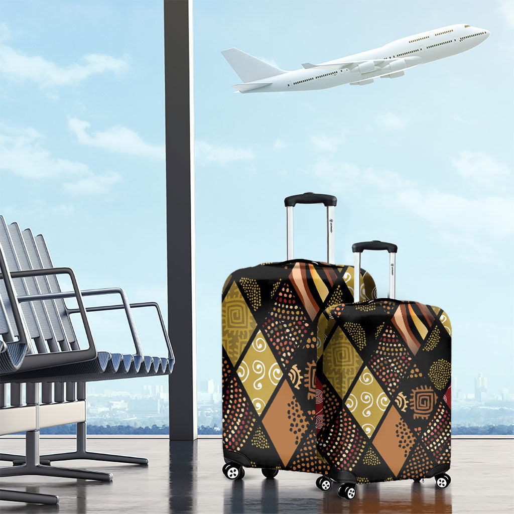 African American Quilt Inspired Luggage Cover Ethnic Bohemian Rhombus Patchwork