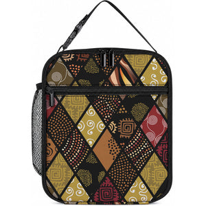 African American Quilt Inspired Lunch Bag Ethnic Bohemian Rhombus Patchwork