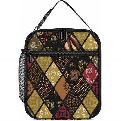 African American Quilt Inspired Lunch Bag Ethnic Bohemian Rhombus Patchwork