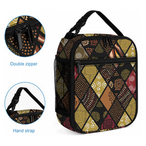 African American Quilt Inspired Lunch Bag Ethnic Bohemian Rhombus Patchwork