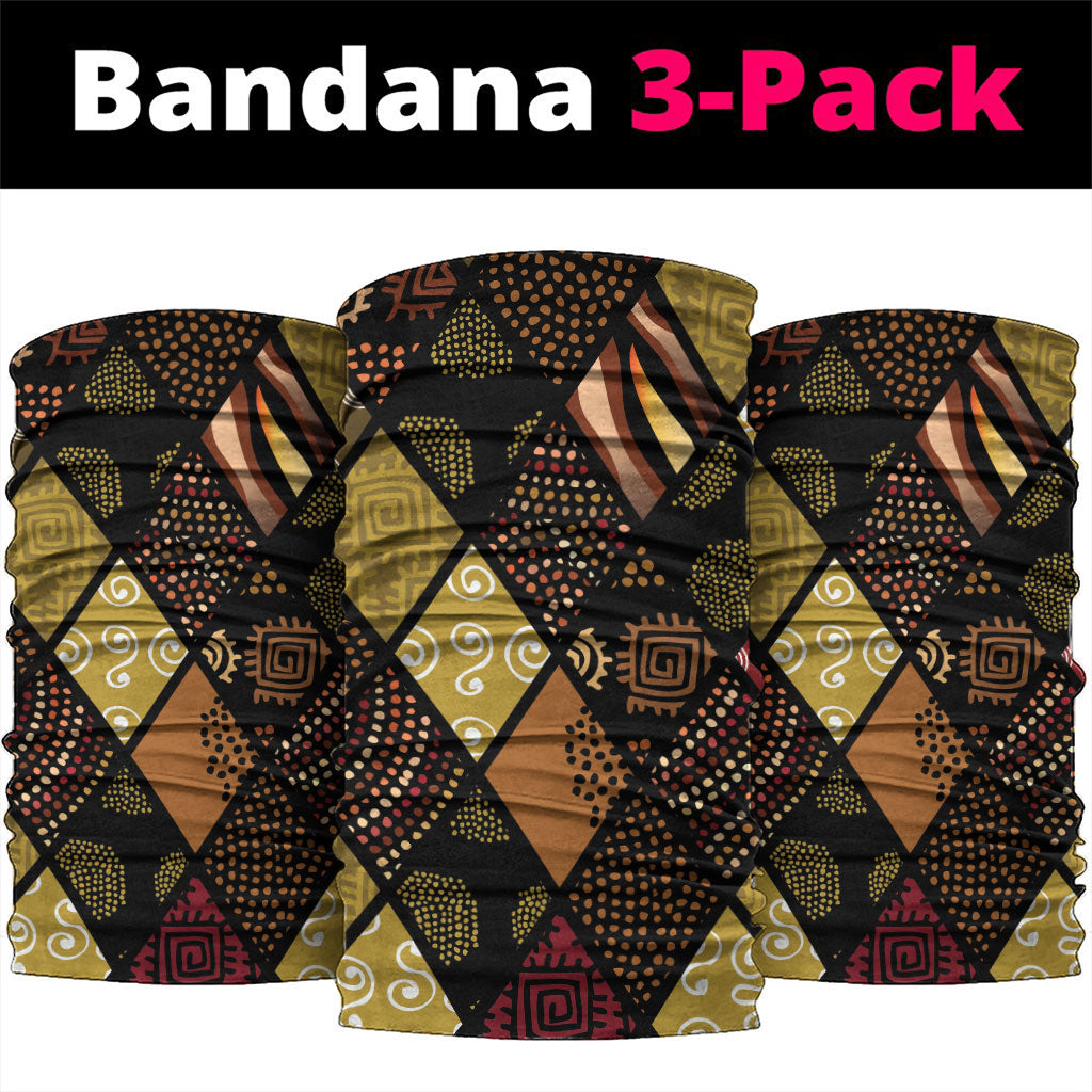African American Quilt Inspired Neck Gaiter Ethnic Bohemian Rhombus Patchwork