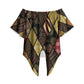 African American Quilt Inspired Off Shoulder Wrap Waist Top Ethnic Bohemian Rhombus Patchwork