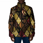 African American Quilt Inspired Padded Jacket Ethnic Bohemian Rhombus Patchwork