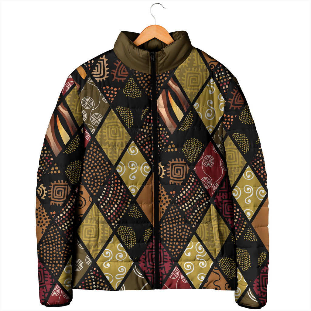 African American Quilt Inspired Padded Jacket Ethnic Bohemian Rhombus Patchwork