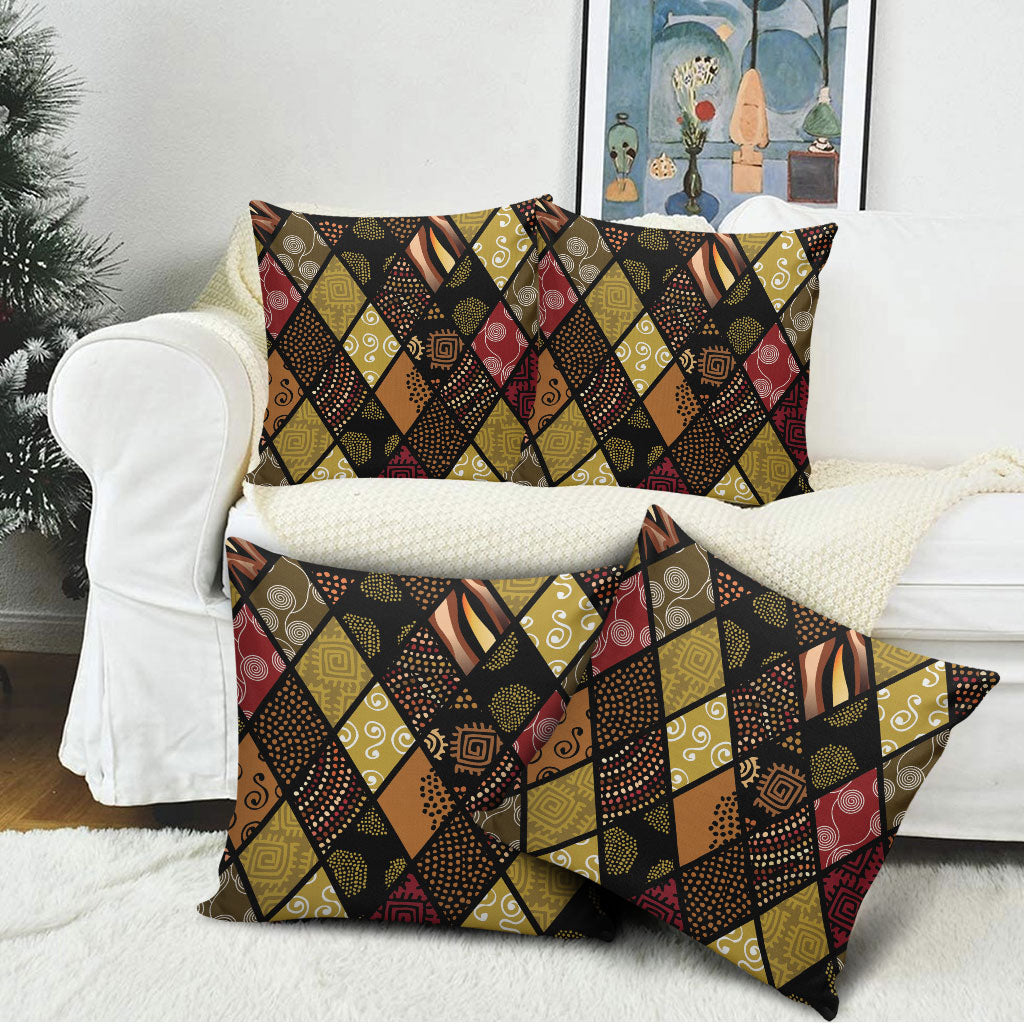 African American Quilt Inspired Pillow Cover Ethnic Bohemian Rhombus Patchwork