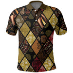 African American Quilt Inspired Polo Shirt Ethnic Bohemian Rhombus Patchwork