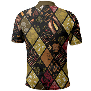 African American Quilt Inspired Polo Shirt Ethnic Bohemian Rhombus Patchwork
