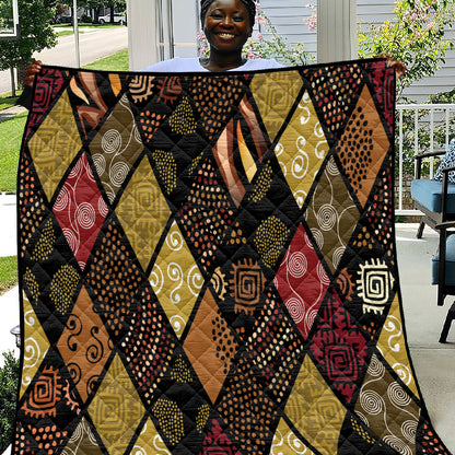 African American Quilt Inspired Quilt Ethnic Bohemian Rhombus Patchwork