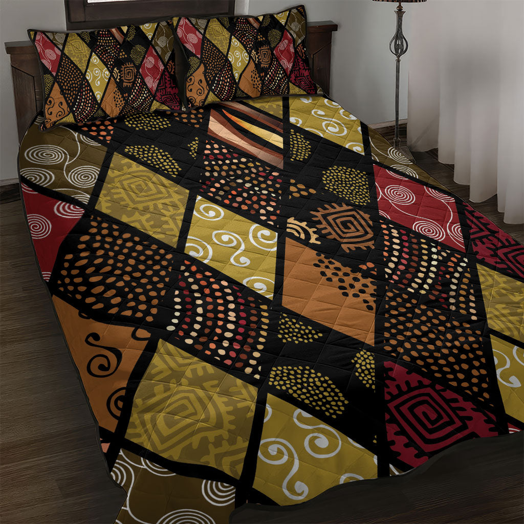 African American Quilt Inspired Quilt Bed Set Ethnic Bohemian Rhombus Patchwork