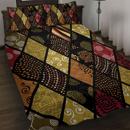 African American Quilt Inspired Quilt Bed Set Ethnic Bohemian Rhombus Patchwork
