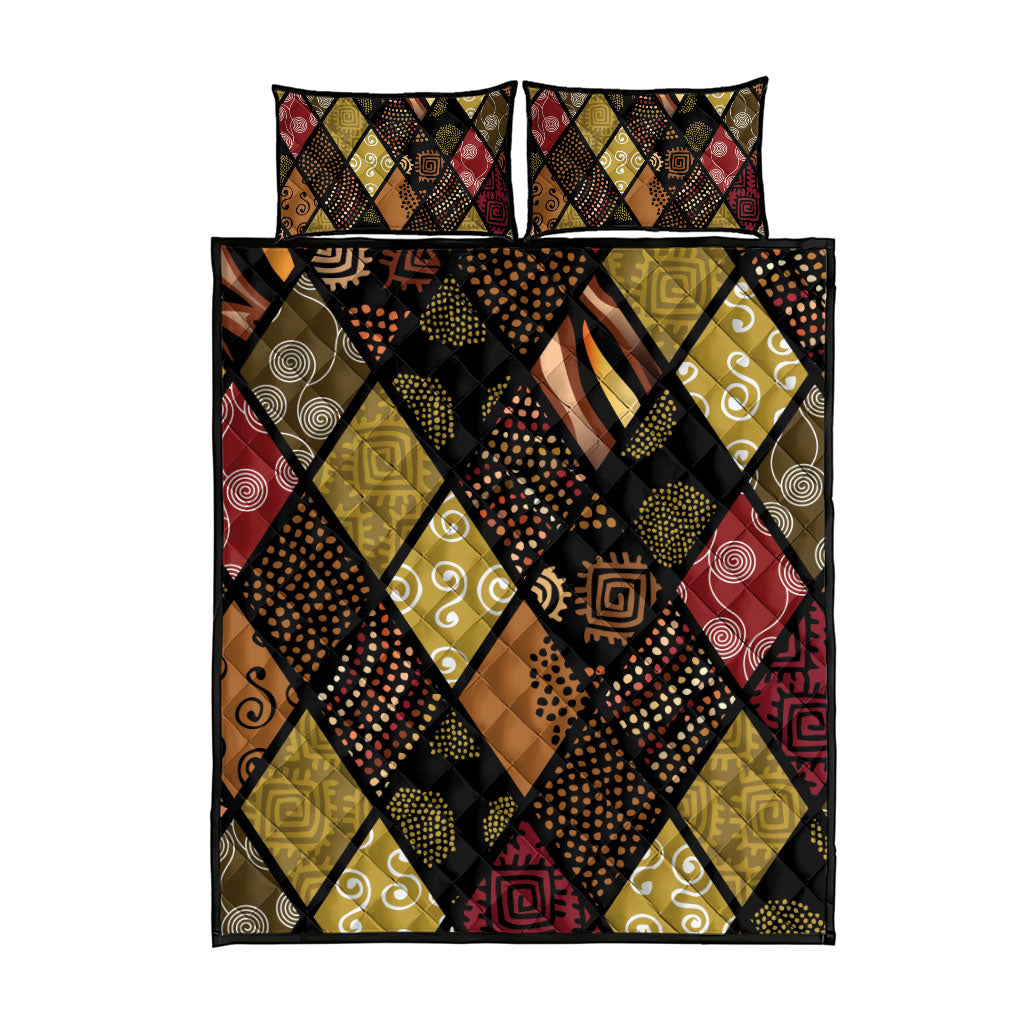 African American Quilt Inspired Quilt Bed Set Ethnic Bohemian Rhombus Patchwork