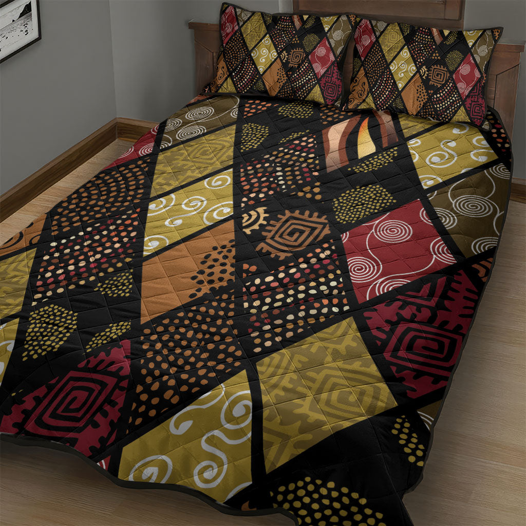 African American Quilt Inspired Quilt Bed Set Ethnic Bohemian Rhombus Patchwork