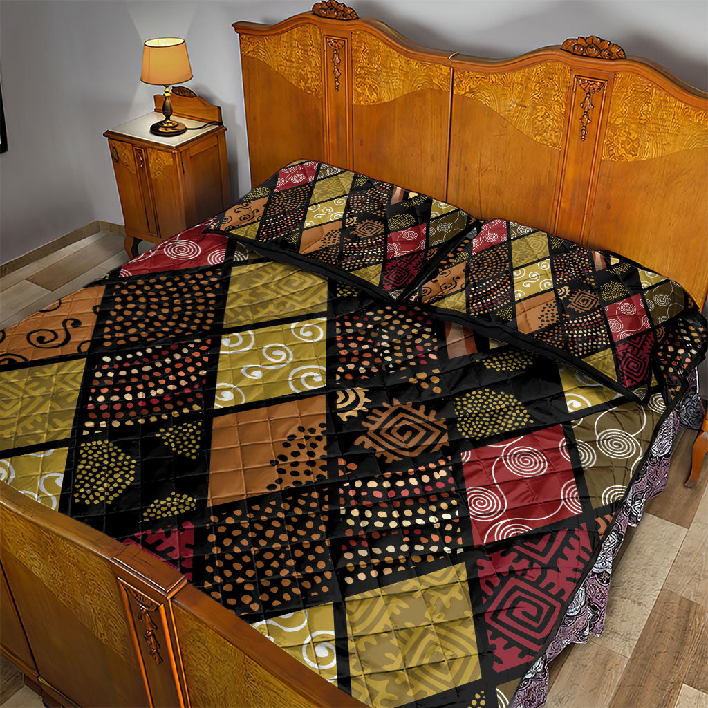 African American Quilt Inspired Quilt Bed Set Ethnic Bohemian Rhombus Patchwork