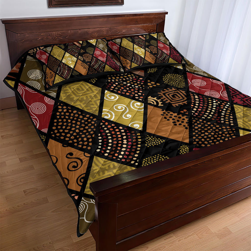 African American Quilt Inspired Quilt Bed Set Ethnic Bohemian Rhombus Patchwork