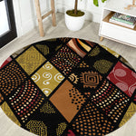African American Quilt Inspired Round Carpet Ethnic Bohemian Rhombus Patchwork