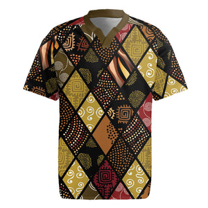African American Quilt Inspired Rugby Jersey Ethnic Bohemian Rhombus Patchwork