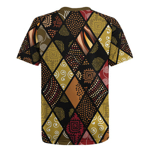 African American Quilt Inspired Rugby Jersey Ethnic Bohemian Rhombus Patchwork