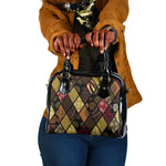 African American Quilt Inspired Shoulder Handbag Ethnic Bohemian Rhombus Patchwork
